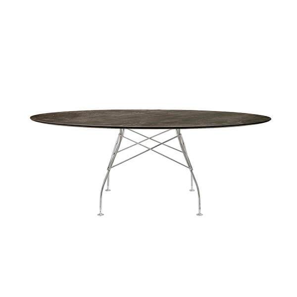 Kartell Glossy spisebord - 192x118 cm. - Aged Bronze - krom stel  : Erling Christensen Møbler
