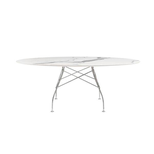 Kartell Glossy spisebord - 192x118 cm. - White - krom stel  : Erling Christensen Møbler