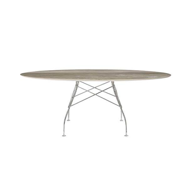 Kartell Glossy spisebord - 192x118 cm. - Tropical Grey - krom stel  : Erling Christensen Møbler
