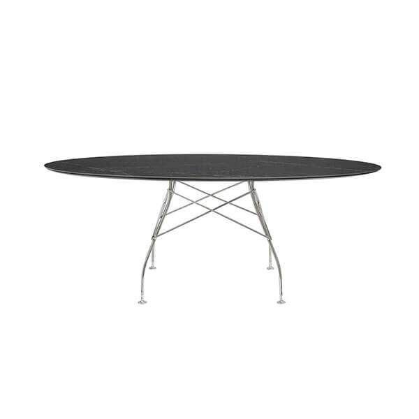 Kartell Glossy spisebord - 192x118 cm. - Black - krom stel  : Erling Christensen Møbler