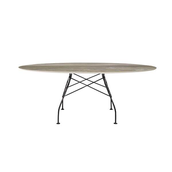 Kartell Glossy spisebord - 192x118 cm. - Tropical Grey - sort stel  : Erling Christensen Møbler