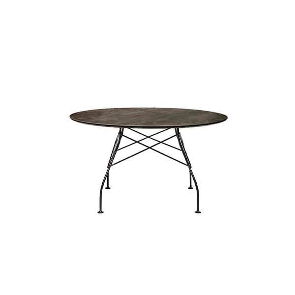 Kartell Glossy spisebord - Ø128 cm. - Aged Bronze - sort stel  : Erling Christensen Møbler