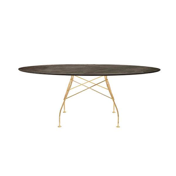 Kartell Glossy spisebord - 192x118 cm. - Aged Bronze - guld stel  : Erling Christensen Møbler