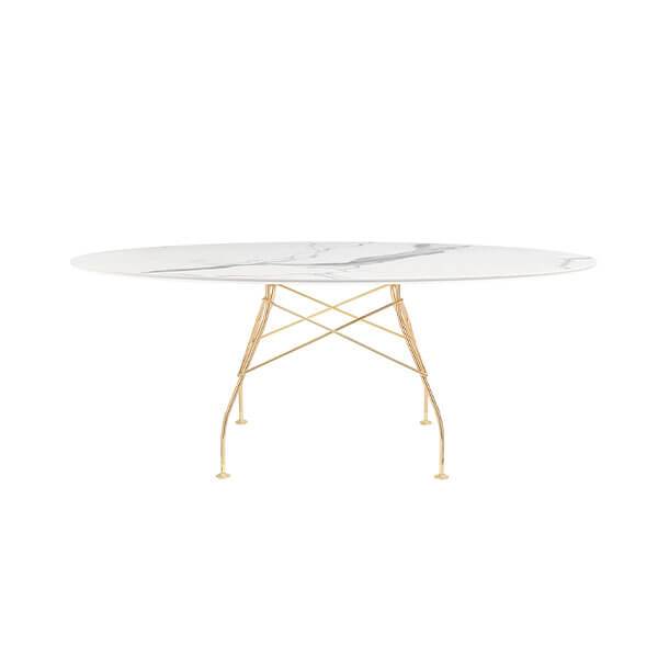 Kartell Glossy spisebord - 192x118 cm. - White - guld stel  : Erling Christensen Møbler