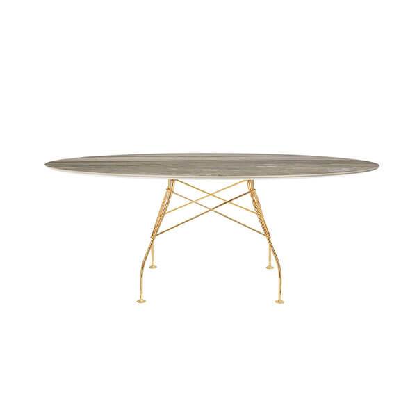 Kartell Glossy spisebord - 192x118 cm. - Tropical Grey - guld stel  : Erling Christensen Møbler