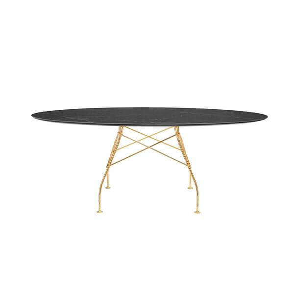 Kartell Glossy spisebord - 192x118 cm. - Black - guld stel  : Erling Christensen Møbler