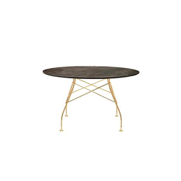 Kartell Glossy spisebord - Ø128 cm. - Aged Bronze - guld stel  : Erling Christensen Møbler