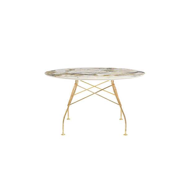 Kartell Glossy spisebord - Ø128 cm. - Symphonie - guld stel  : Erling Christensen Møbler