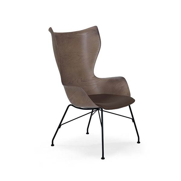 Kartell K/Wood lænestol med lædersæde  : Erling Christensen Møbler