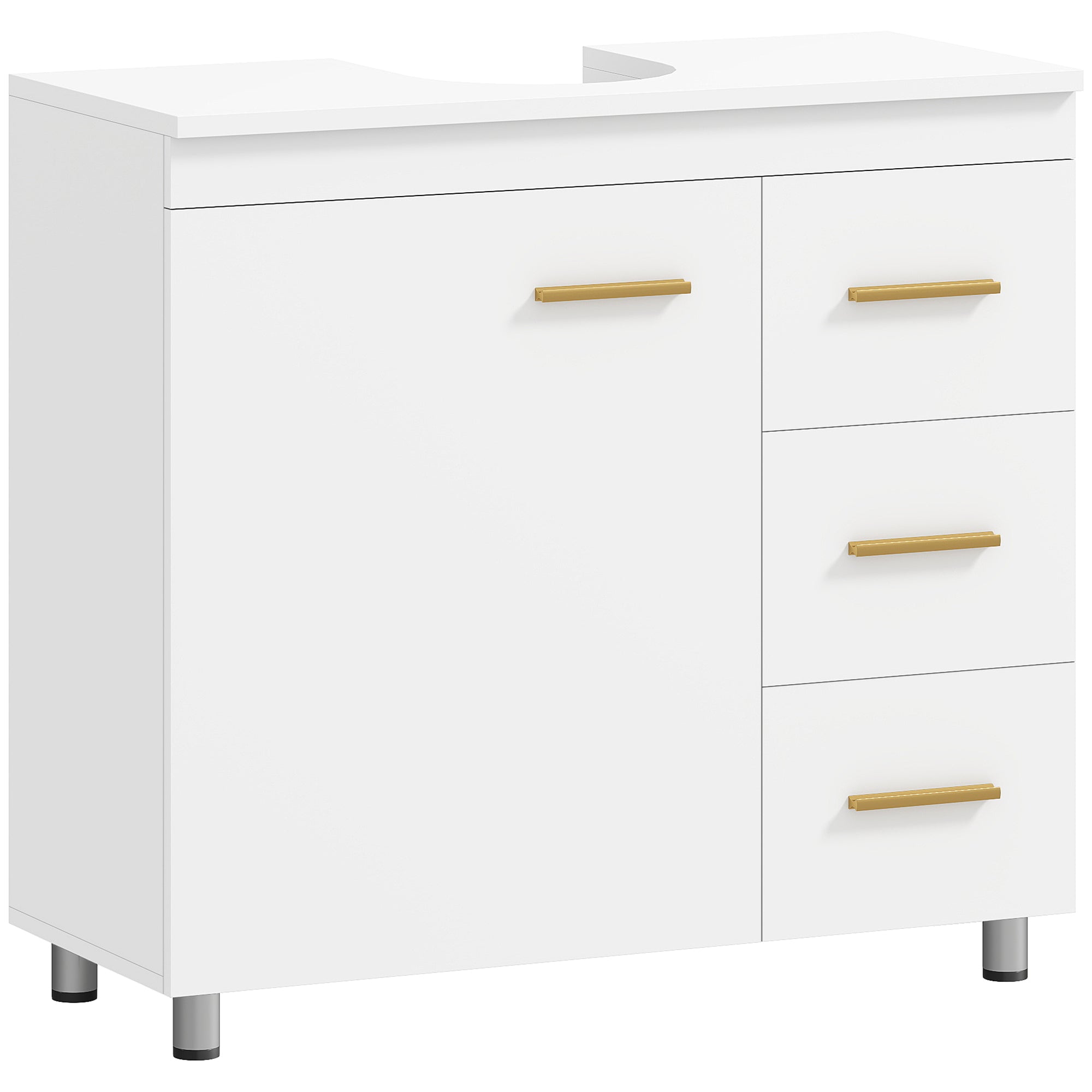 Badeværelsesskab, 3-etagers design, MDF, spånplade, hvid