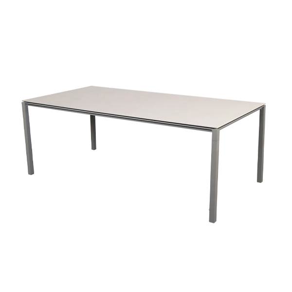 Cane-Line Pure havebord - 200x100 cm - Stel i taupe - bordplade i Toscana sand Taupe : Erling Christensen Møbler