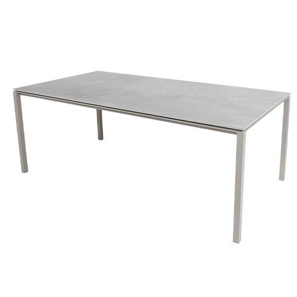 Cane-Line Pure havebord - 200x100 cm - Stel i taupe - bordplade i fossil grå Fossil Grey (Keramisk) : Erling Christensen Møbler