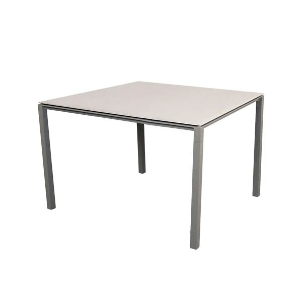 Cane-Line Pure havebord - 100x100 cm - Toscana sand bordplade, stel: Taupe Taupe : Erling Christensen Møbler