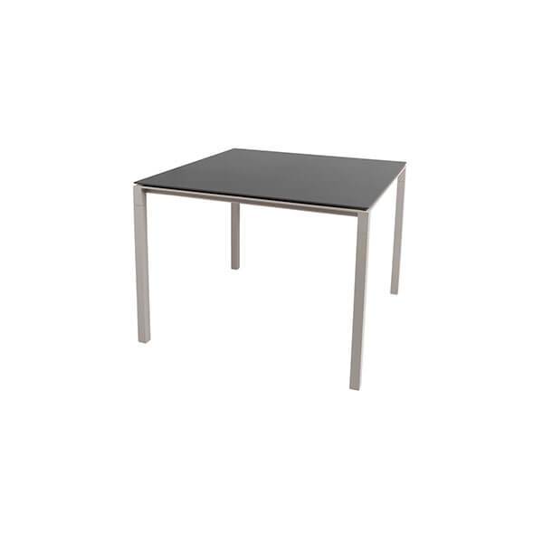 Cane-Line Pure havebord - 100x100 cm - Nero sort bordplade, Stel: Taupe Nero Black (Keramisk) : Erling Christensen Møbler