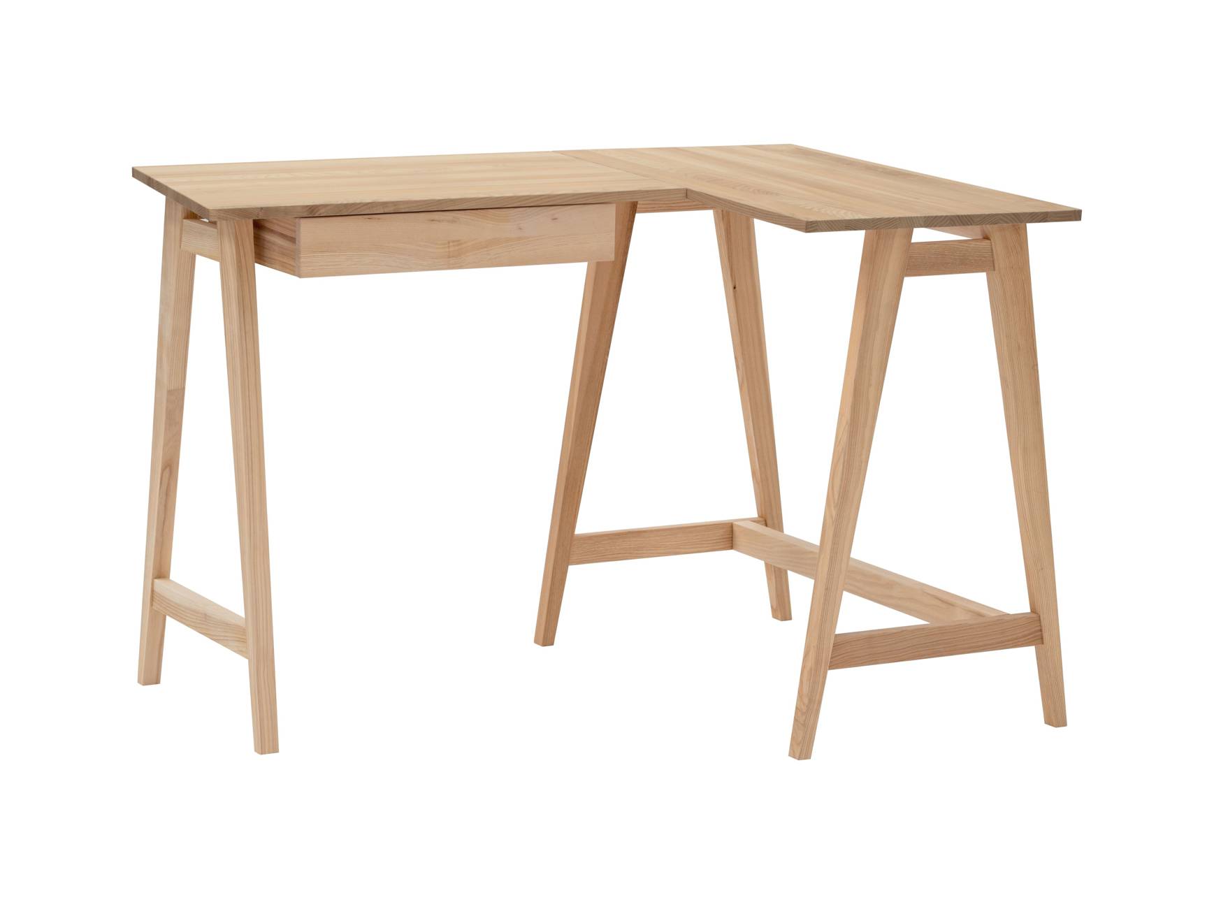 LUKA Ask L-formet skrivebord B115cm x D85cm Højrevendt