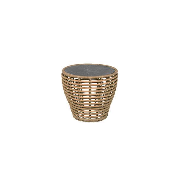 Cane-Line Basket sofabord - Lille - Stel: Natur Bordplade: sort Natur : Erling Christensen Møbler