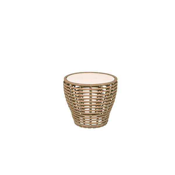 Cane-Line Basket sofabord - Lille - Stel: natur Bordplade: Tevertin Natur : Erling Christensen Møbler