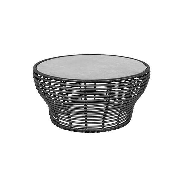 Cane-Line Basket sofabord - Stor - Stel: grafit Bordplade: grå Fossil Grey (Keramisk) : Erling Christensen Møbler