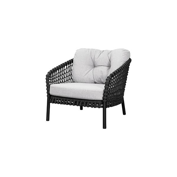 Cane-line Ocean large lounge stol - Soft Rope Dark grey / White grey  : Erling Christensen Møbler
