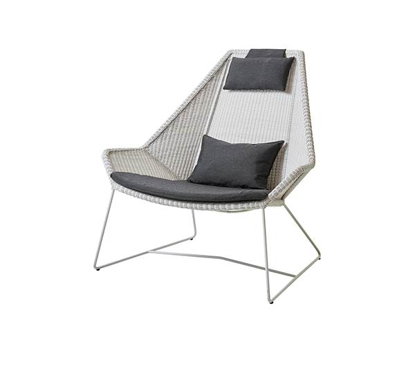 Cane-Line Breeze highback havestol - hvid/grå med hynde i sort  : Erling Christensen Møbler