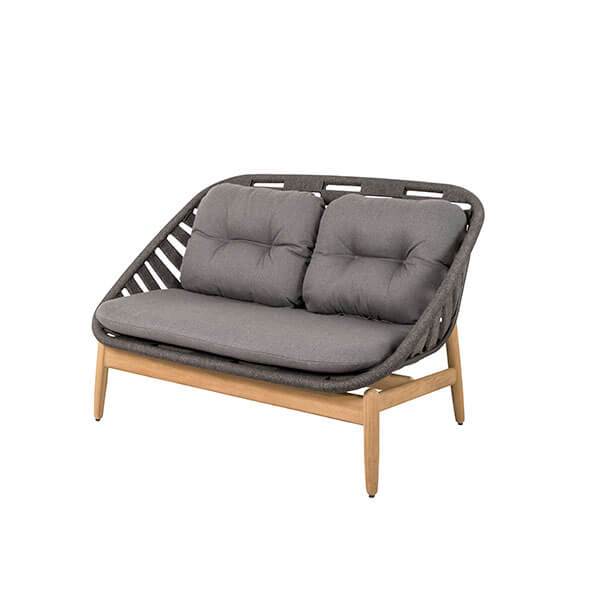 Cane-Line Strington 2-pers. havesofa - Mørkegrå & teak m. hynde  : Erling Christensen Møbler