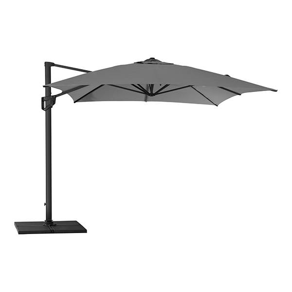 Cane-line Hyde Luxe parasol inkl. fod & fliser - 3x4 m. - Aluminium w/Antracite fabric  : Erling Christensen Møbler