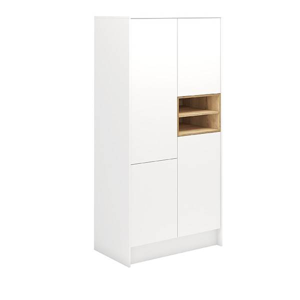 Nordic Furniture Garderobeskab i 2 sektioner - Hvid/eg melamin - B:104 cm : Erling Christensen Møbler  : Erling Christensen Møbler