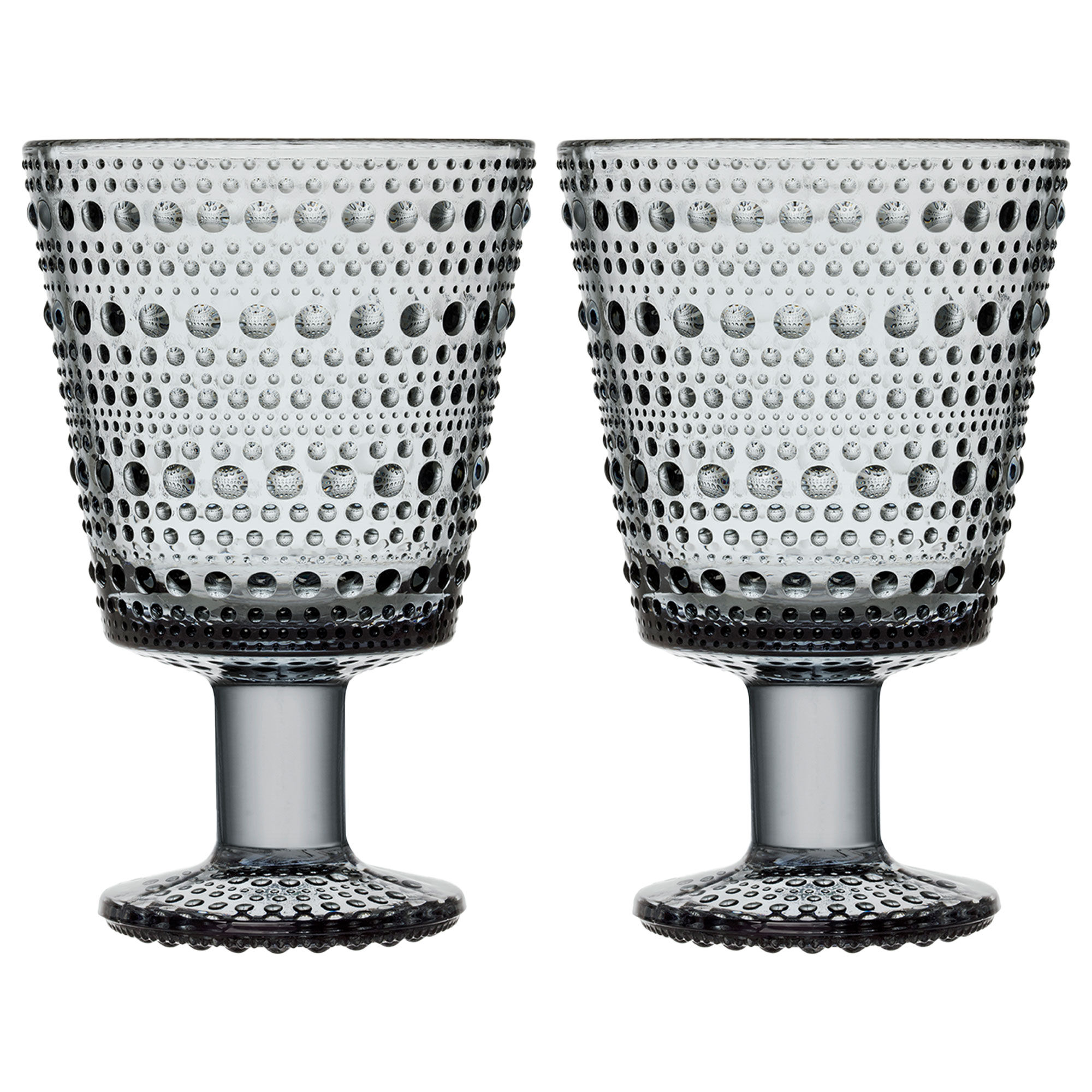 Iittala Kastehelmi glas på fod 26 cl, grå, 2 stk.