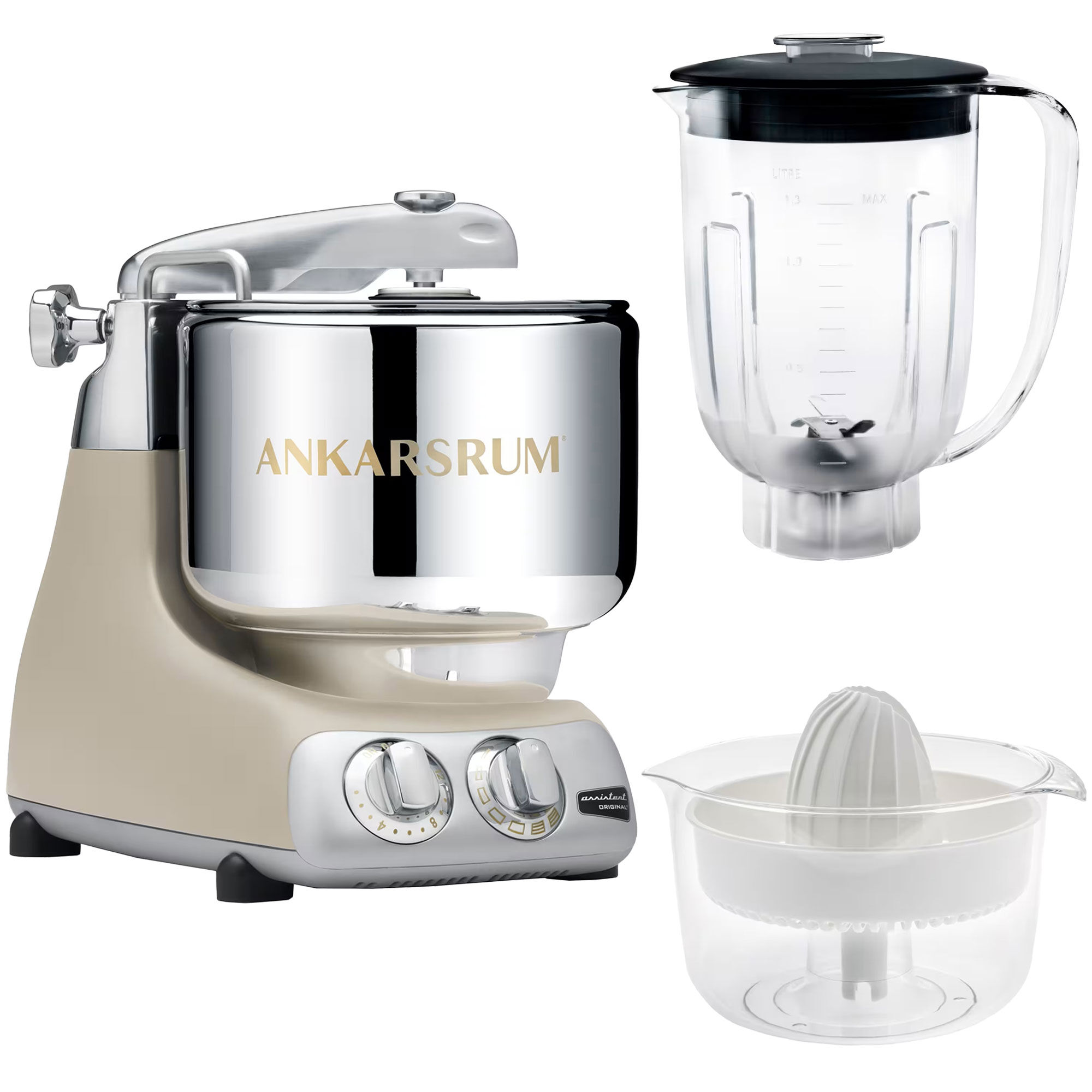 Ankarsrum Assistent AKM6230 + mixerkande og citruspresser, harmony beige