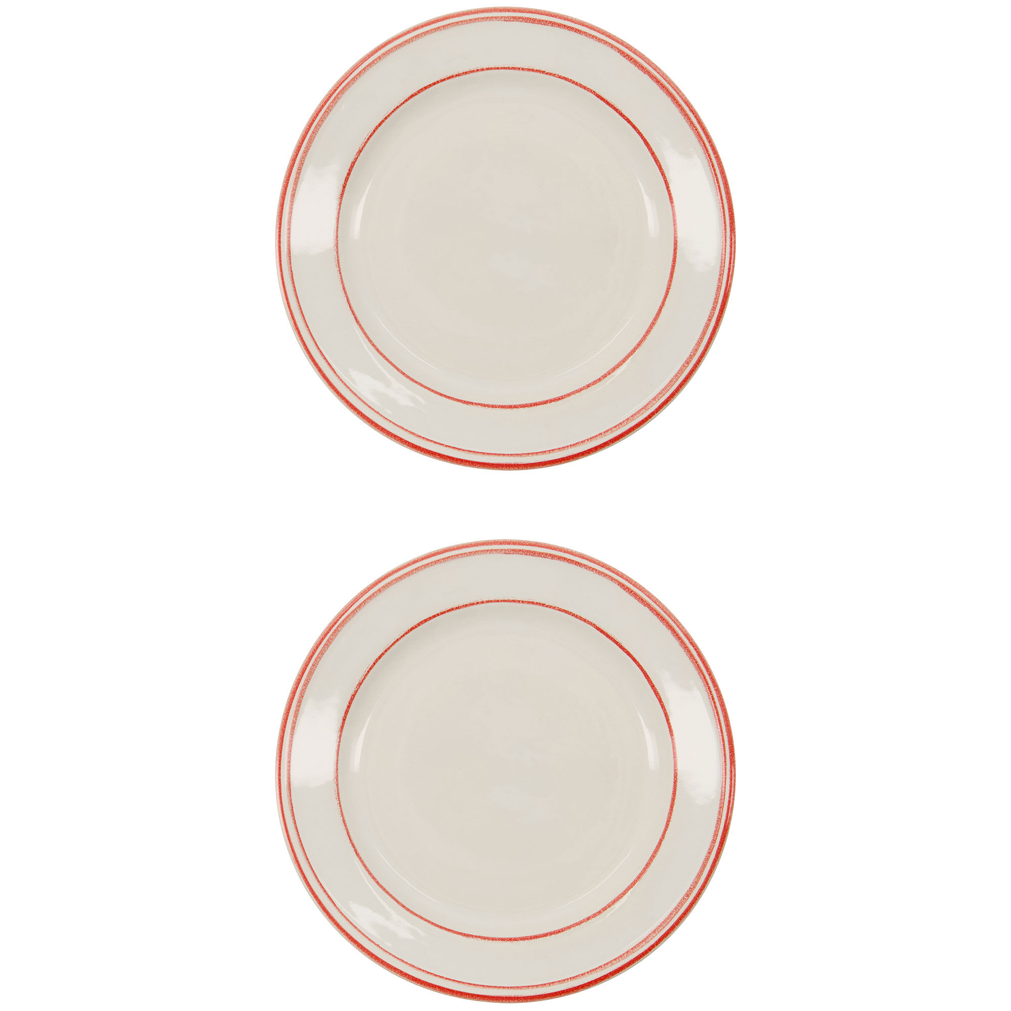 Nicolas Vahé Bistro frokosttallerken Ø21 cm, hvid/rød, 2 stk.