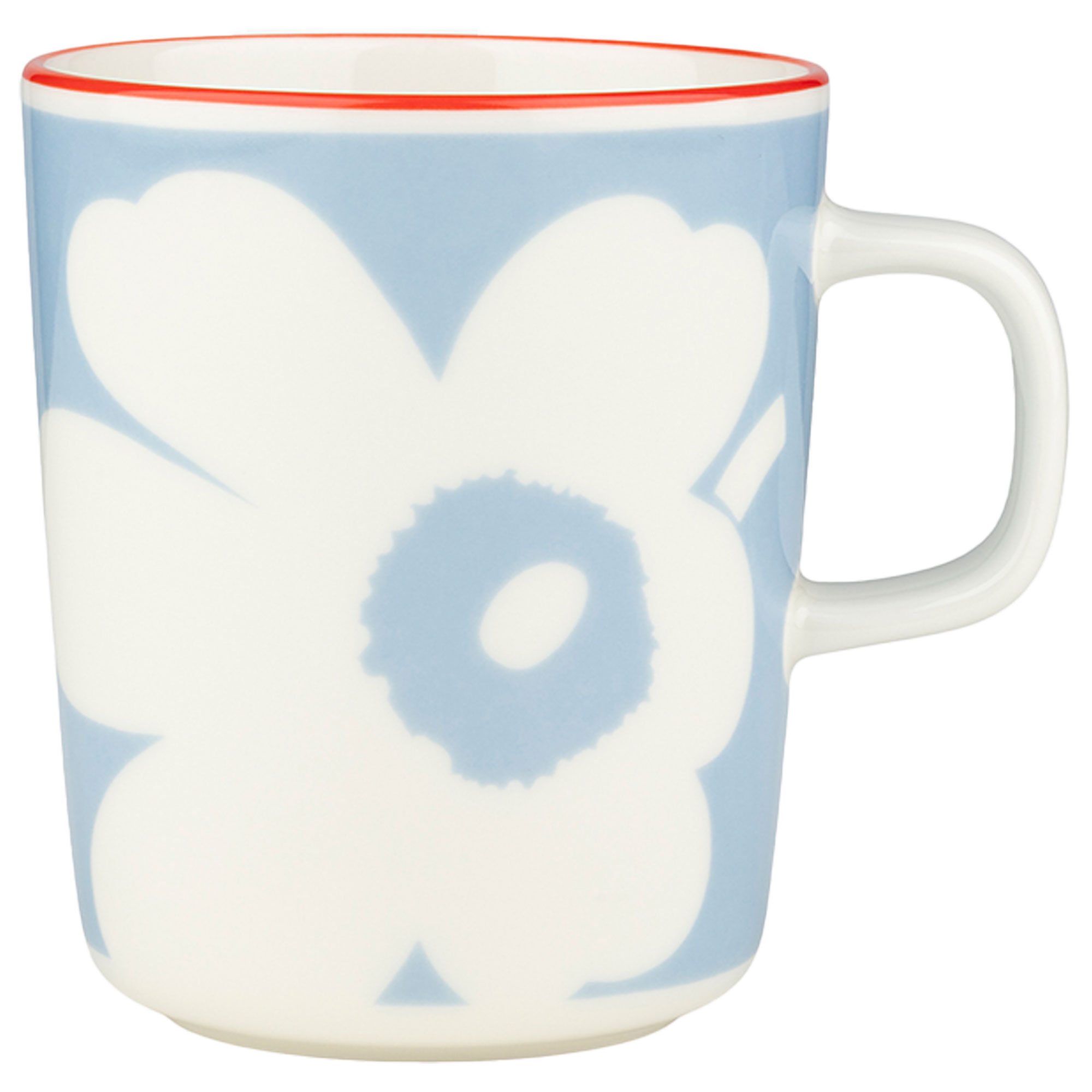 Marimekko Juhla Unikko krus 2,5 dl, hvid/lyseblå/orangerød