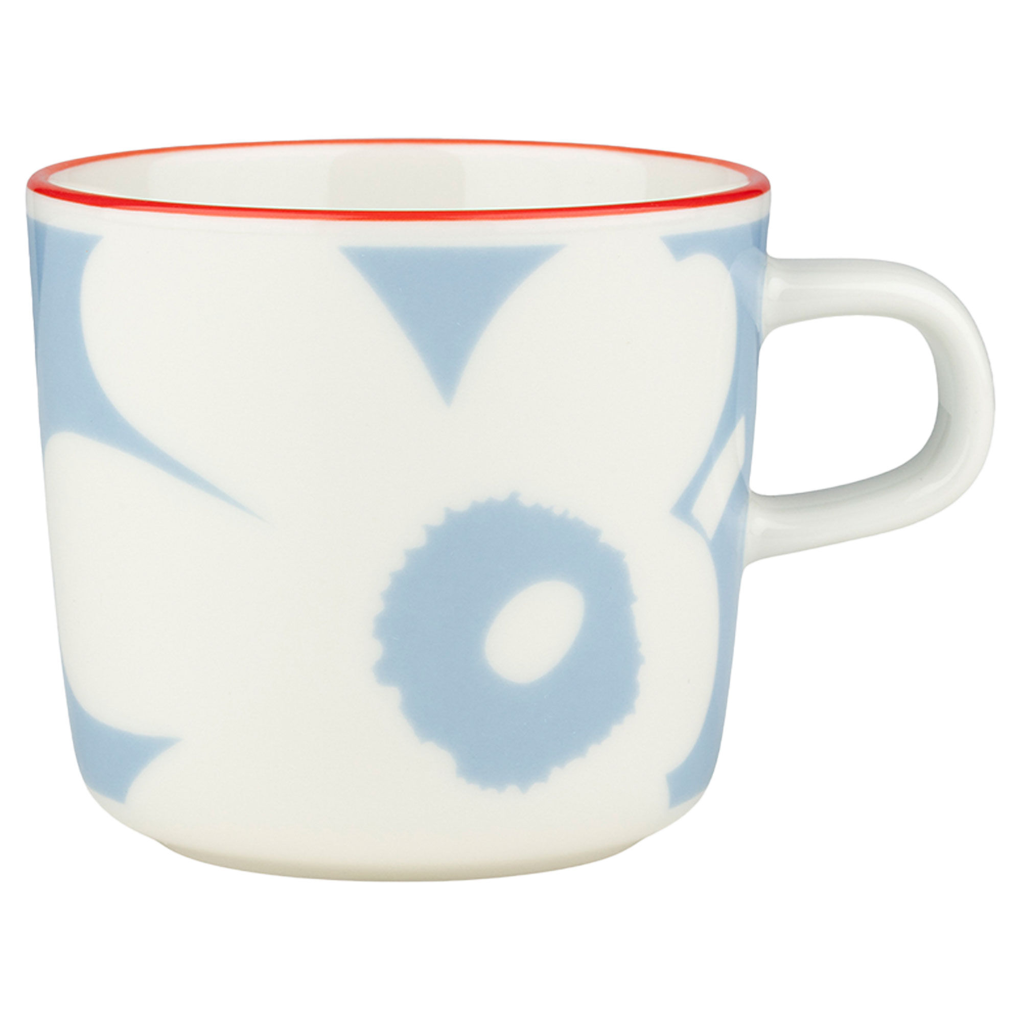 Marimekko Juhla Unikko kaffekop 2 dl, hvid/lyseblå/orangerød
