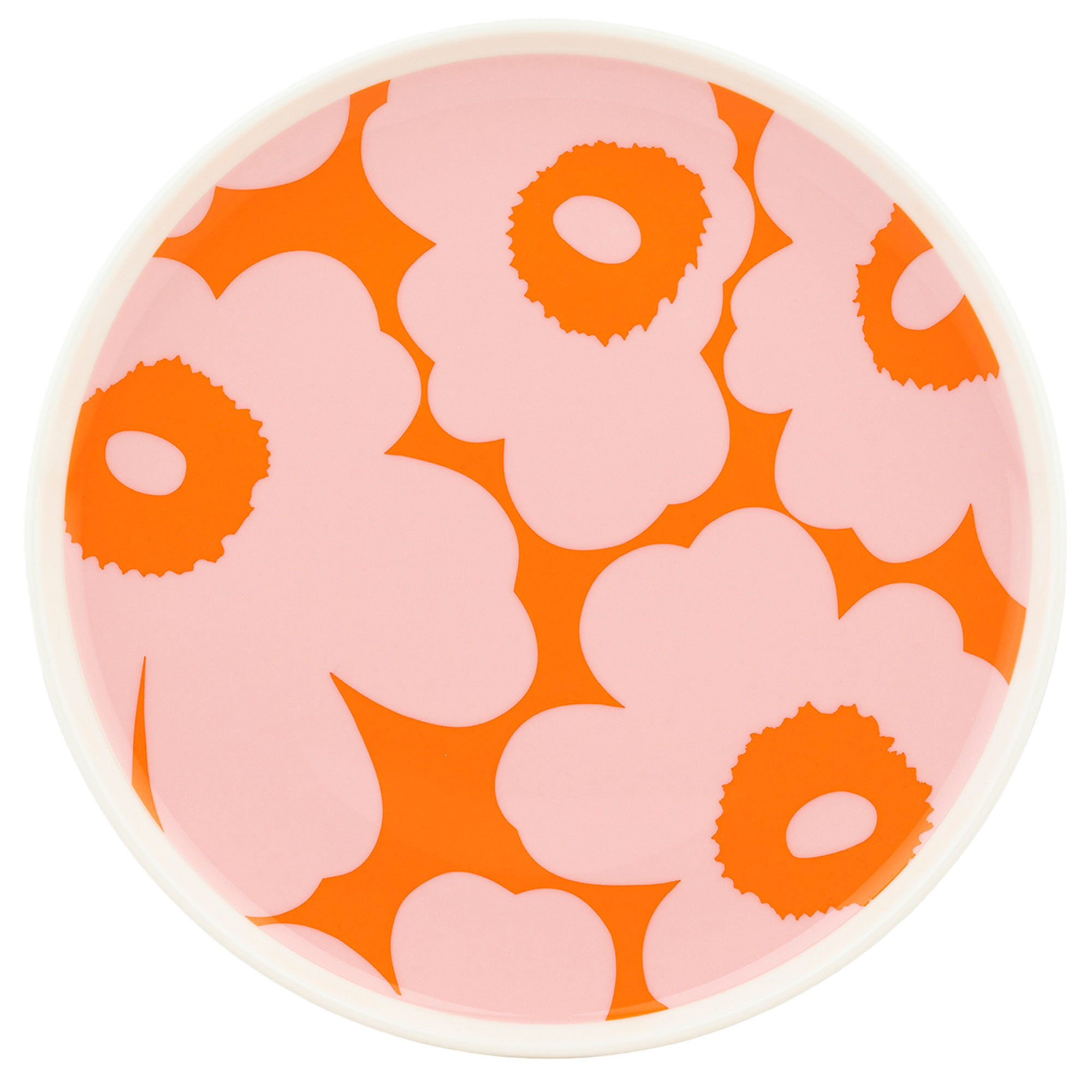 Marimekko Unikko asiet 20 cm, hvid/lyserød/orange