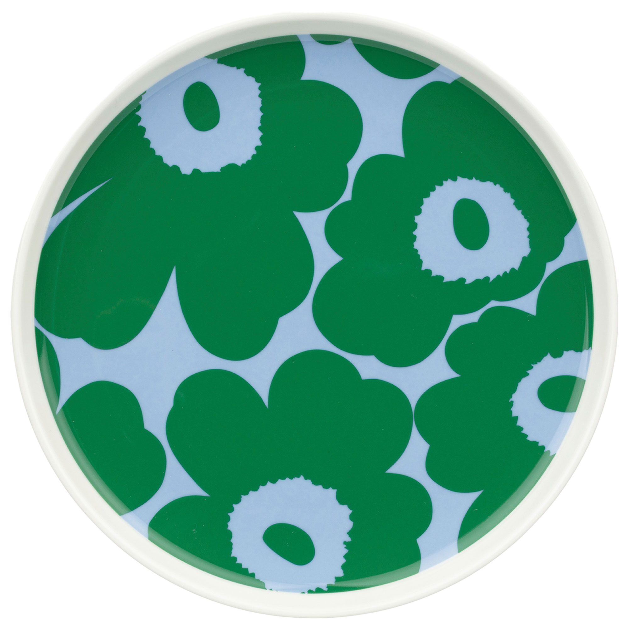 Marimekko Unikko asiet 20 cm, hvid/grøn/lyseblå
