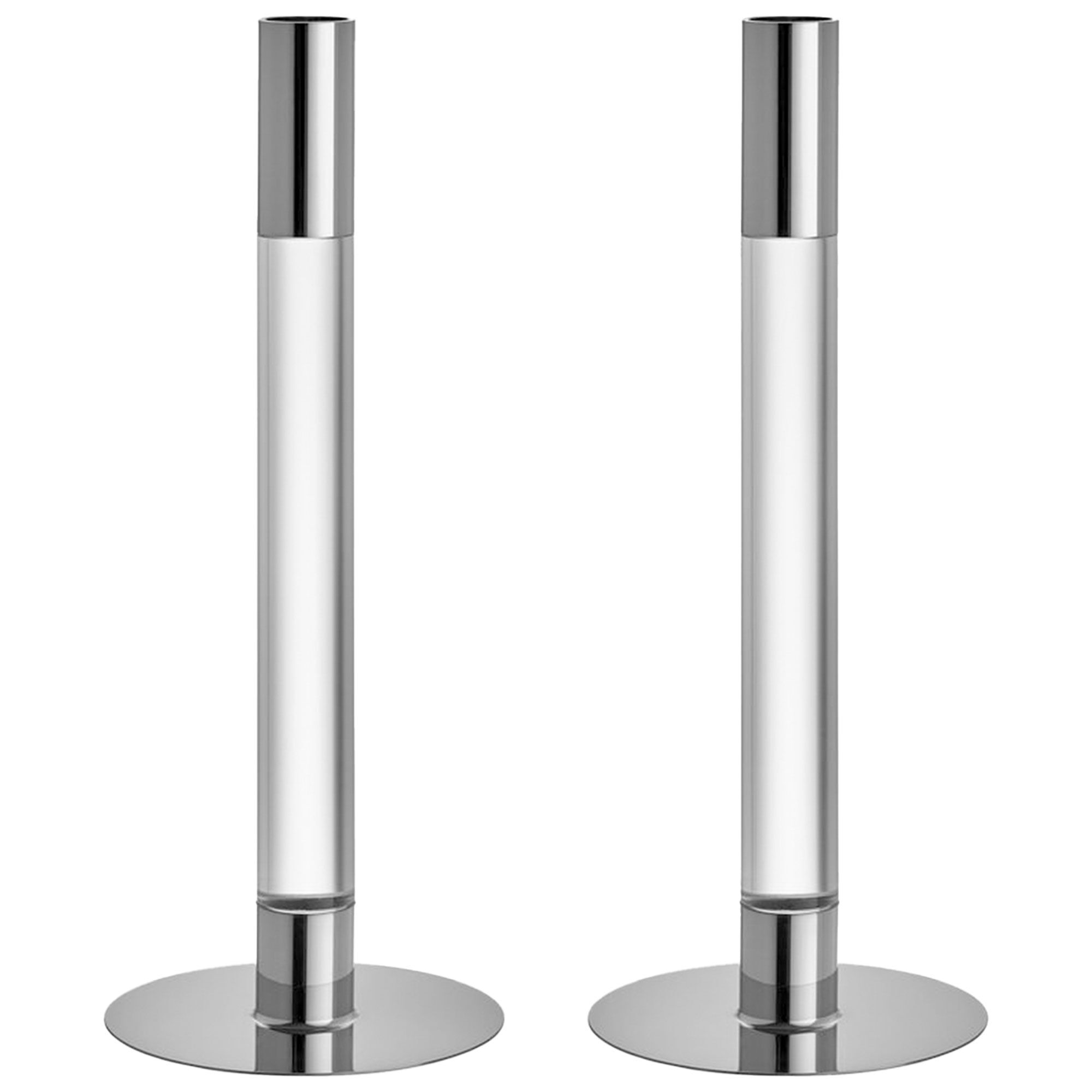Orrefors Lumiere lysestage 26,5 cm 2-pak, sølv/glas
