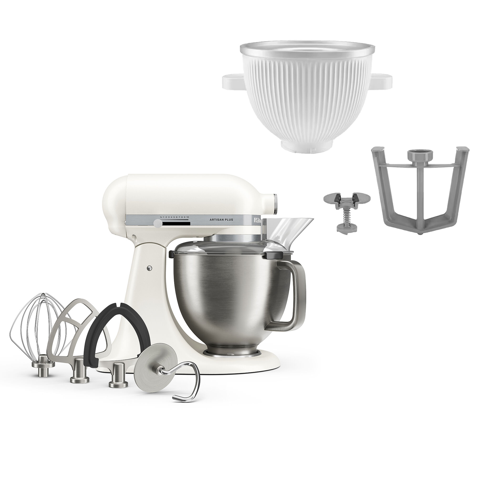 Kitchenaid Artisan Plus køkkenmaskine med istilbehør, porcelain white