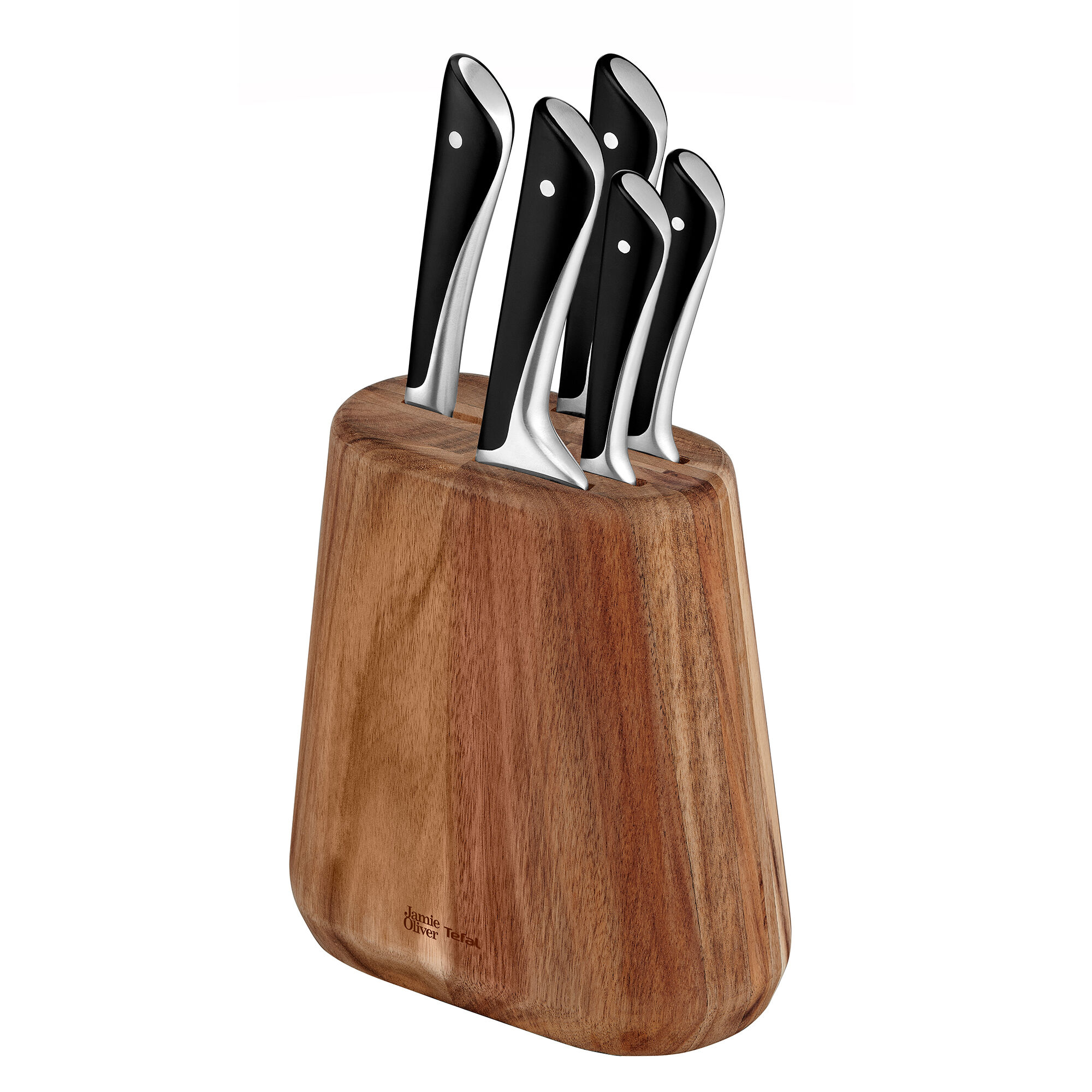Tefal Jamie Oliver knivblok, sølv, 5 dele