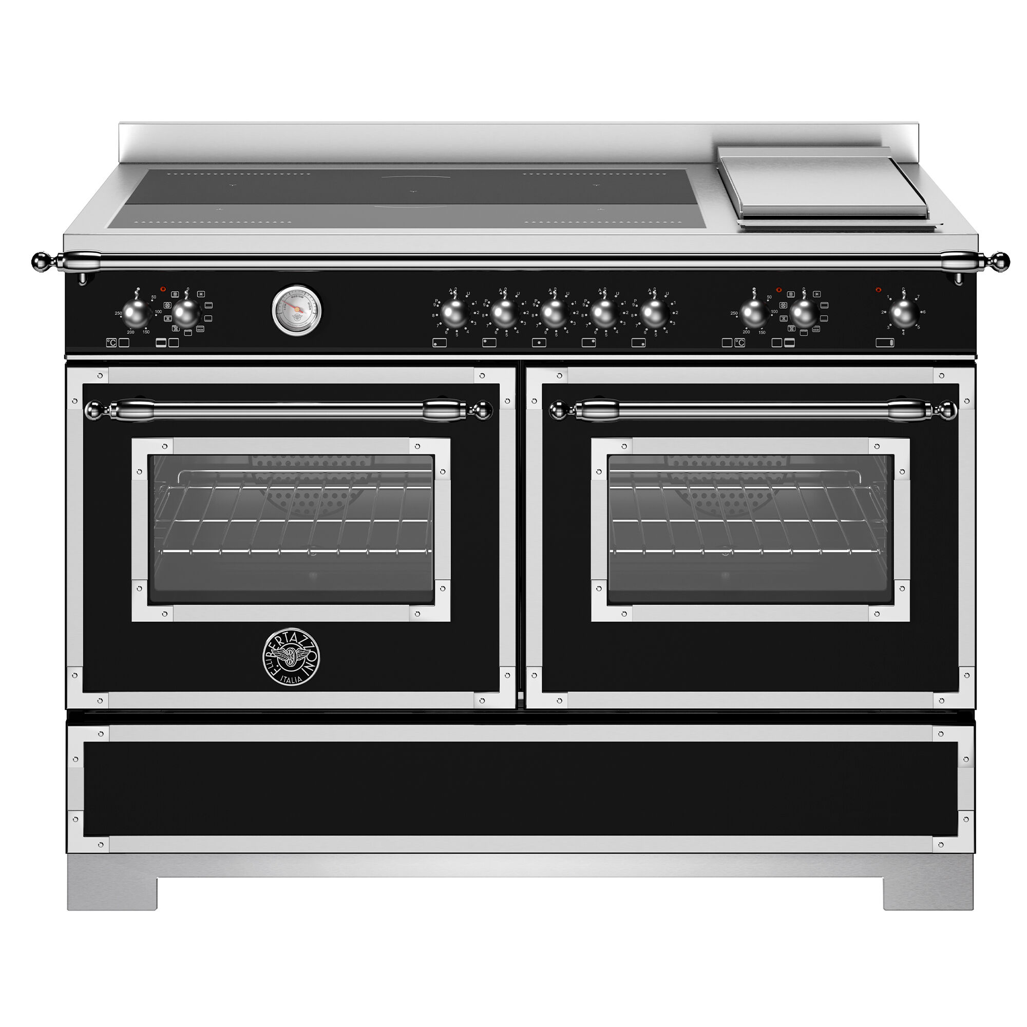 Bertazzoni HER125I2ENET2 Heritage induktionskomfur 120 cm med 5 zoner, elektrisk stegebord og 2 ovne, mat sort
