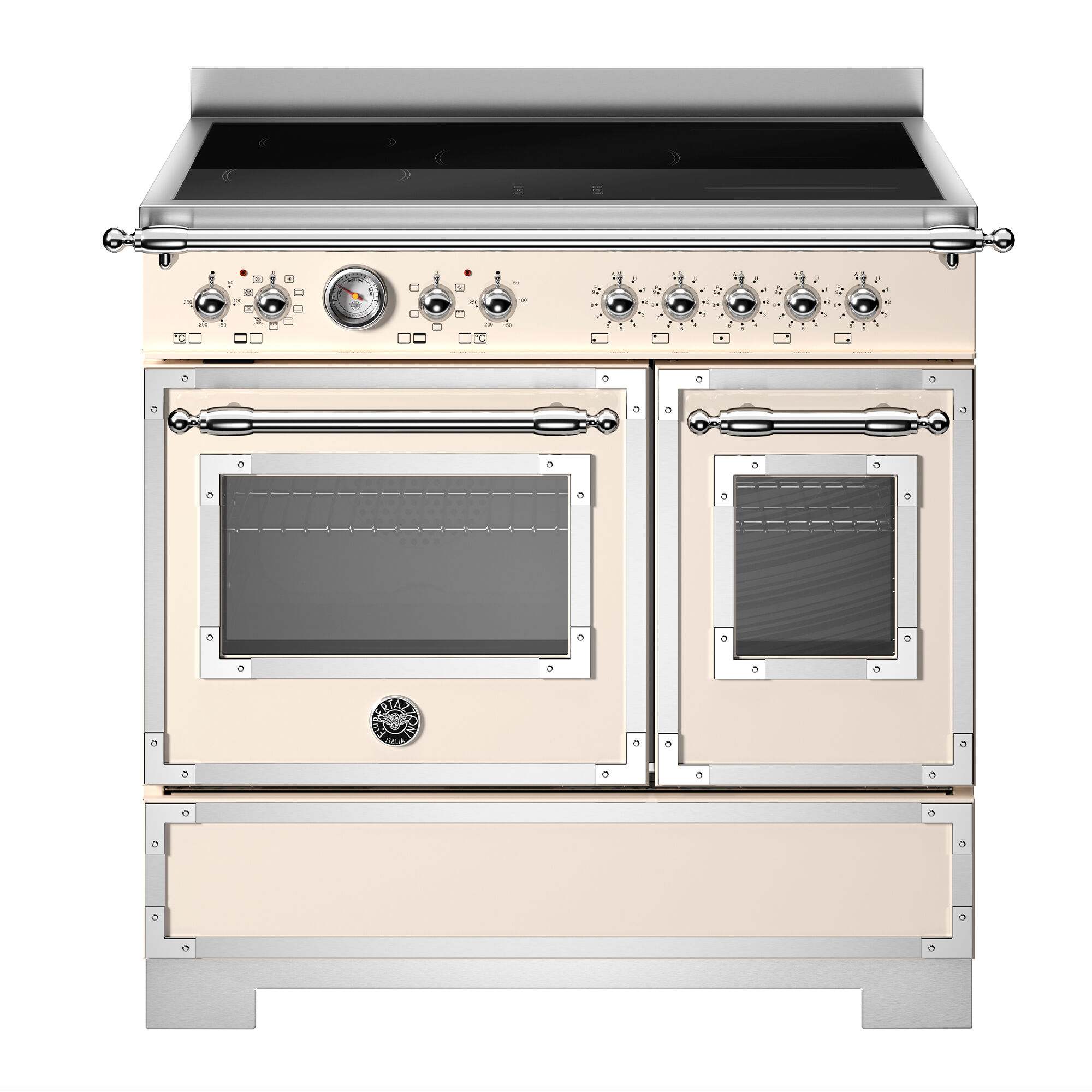 Bertazzoni HER95I2EAVT2 Heritage induktionskomfur 90 cm med 5 zoner og 2 ovne, elfenbenshvid