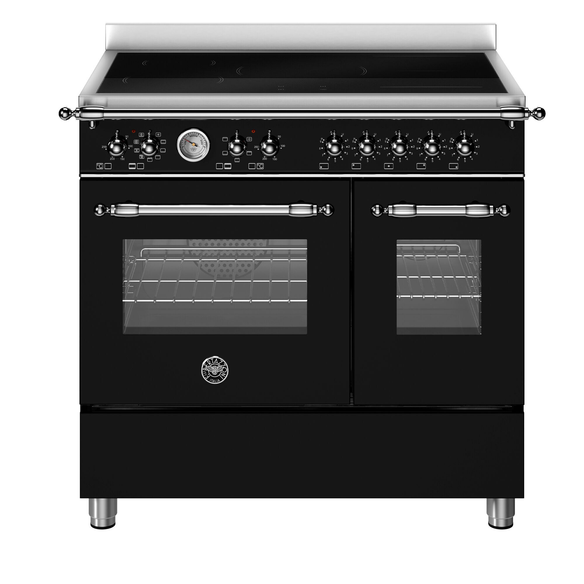 Bertazzoni HER95I2ENEC2 Heritage induktionskomfur uden dekorramme 90 cm med 5 zoner og 2 ovne, mat sort