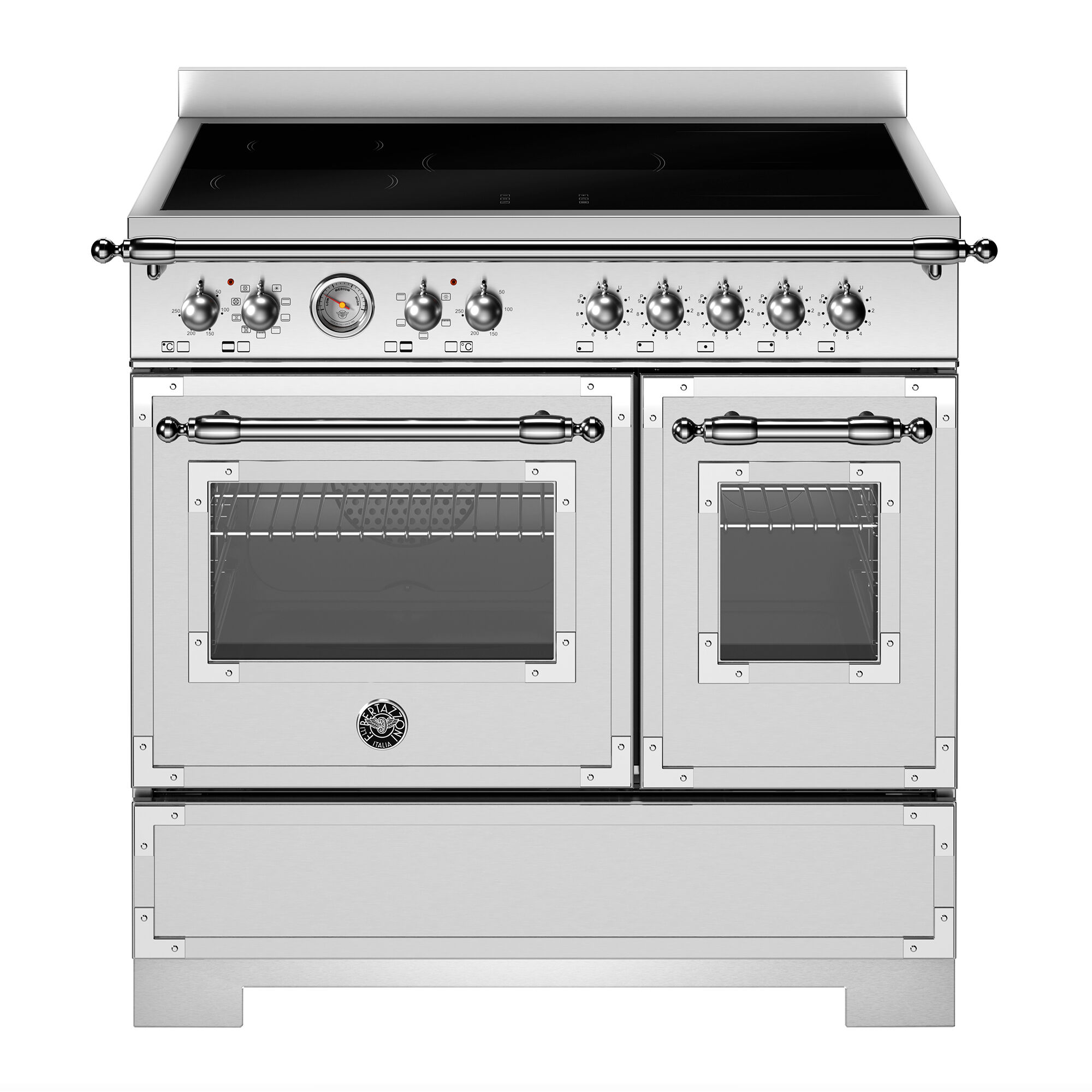 Bertazzoni HER95I2EXT2 Heritage induktionskomfur 90 cm med 5 zoner og 2 ovne, rustfrit stål