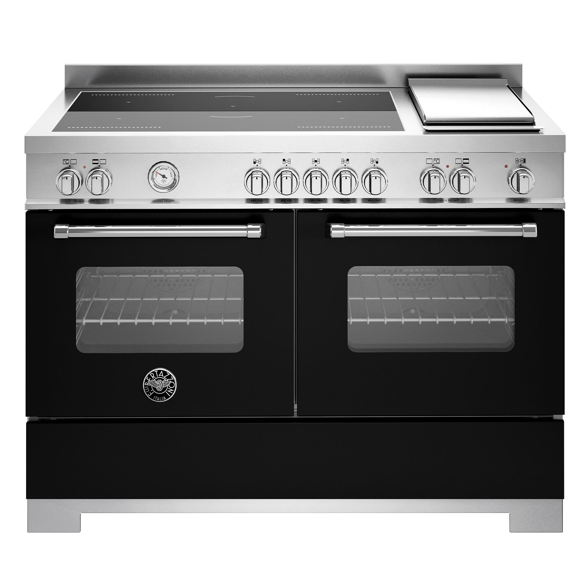 Bertazzoni MAS125I2ENET2 Master induktionskomfur 120 cm med 5 zoner, stegebord og 2 ovne, mat sort