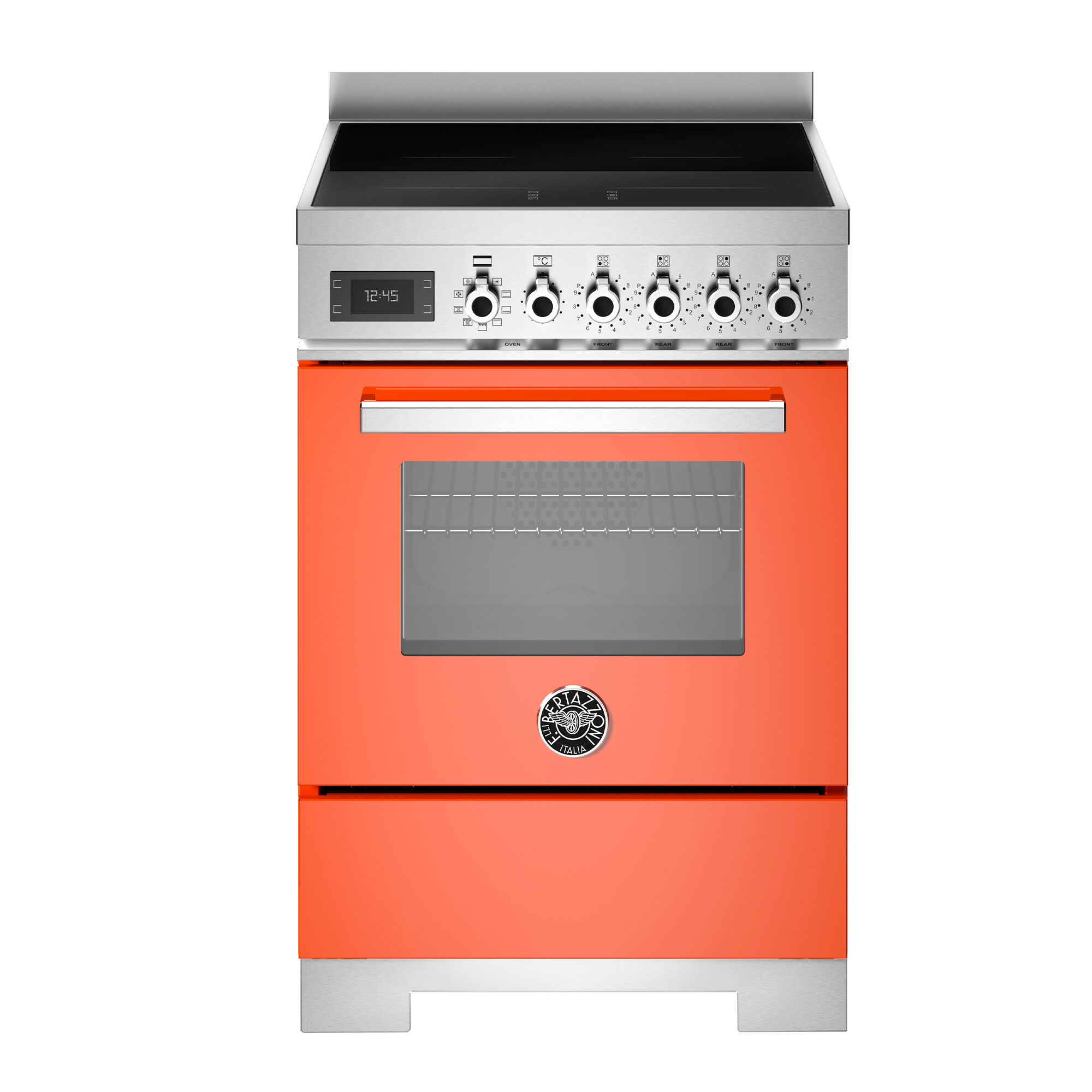Bertazzoni PRO64I1EART2 Professional induktionskomfur 60 cm med 4 zoner og 1 ovn, orange