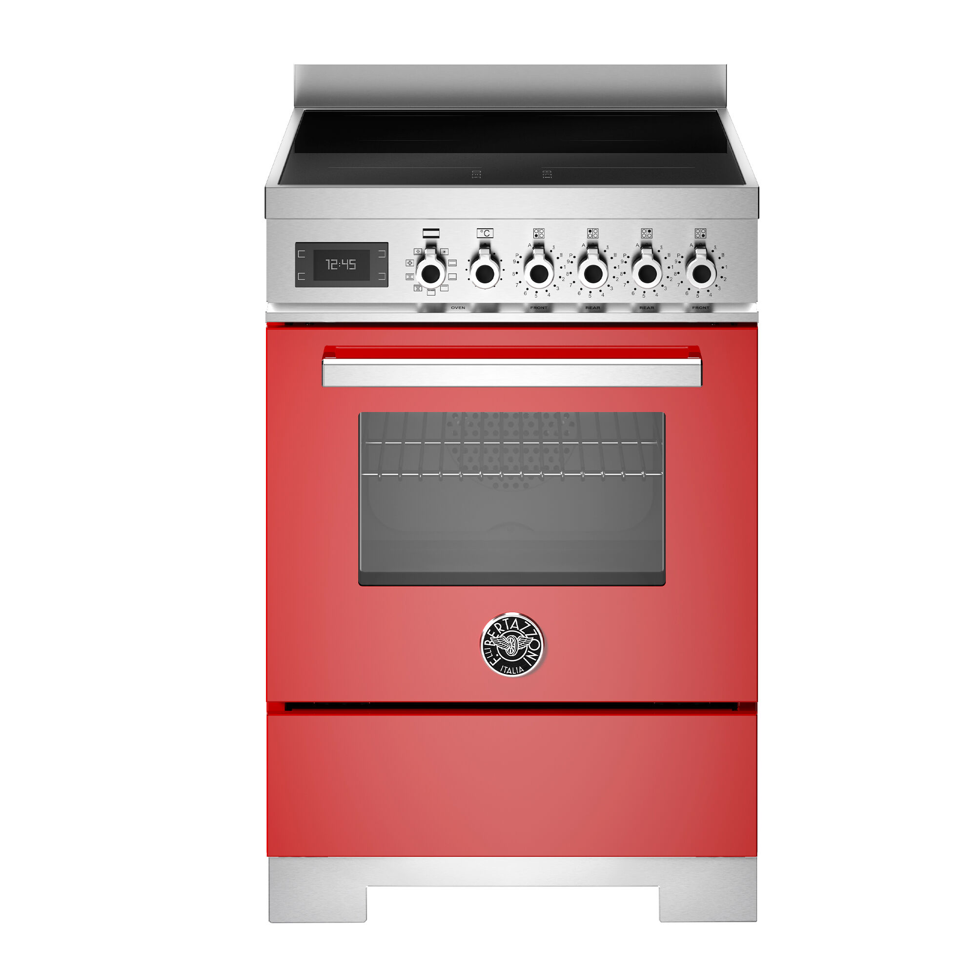 Bertazzoni PRO64I1EROT2 Professional induktionskomfur 60 cm med 4 zoner og 1 ovn, rød