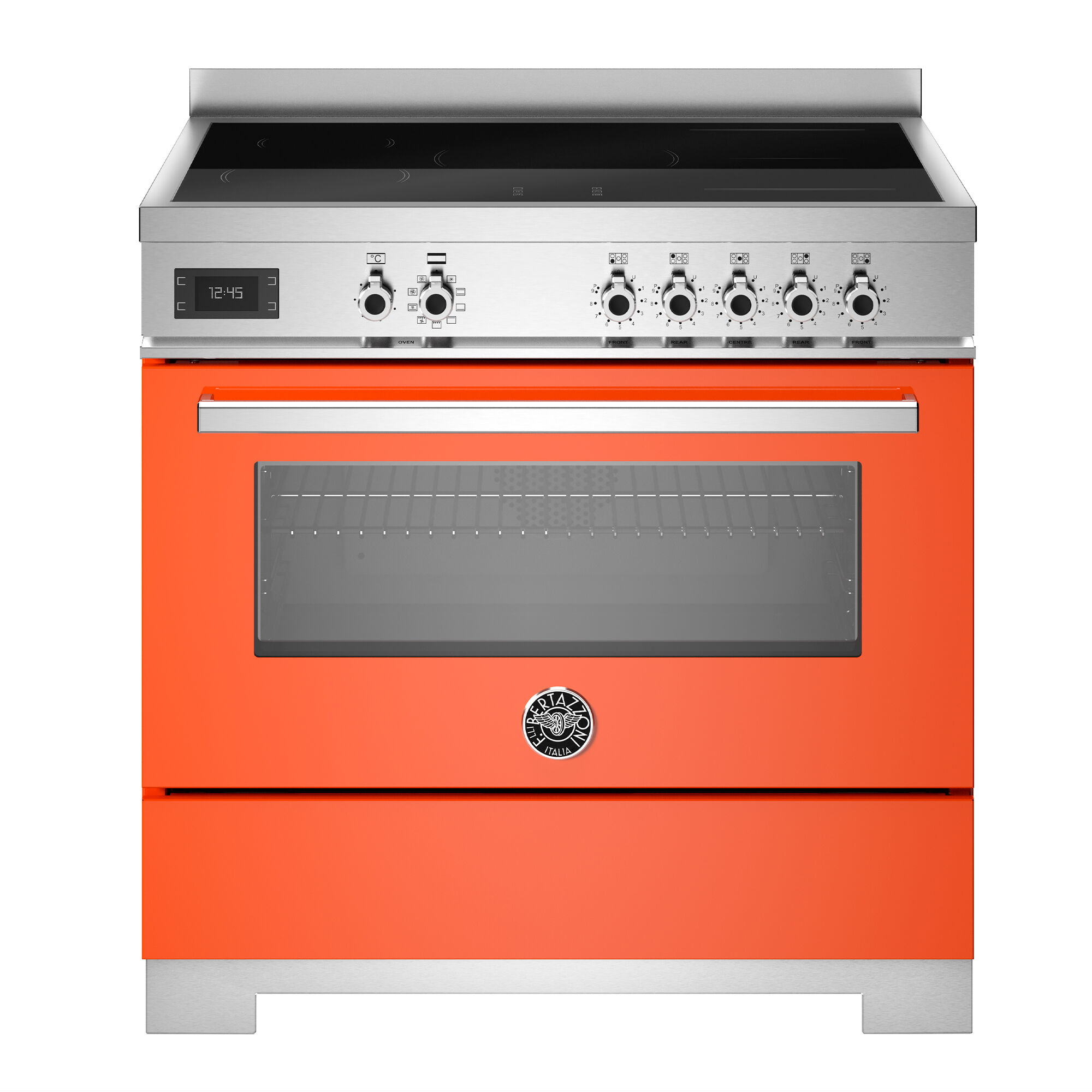 Bertazzoni PRO95I1EART2 Professional induktionskomfur 90 cm med 5 zoner og 1 ovn, orange