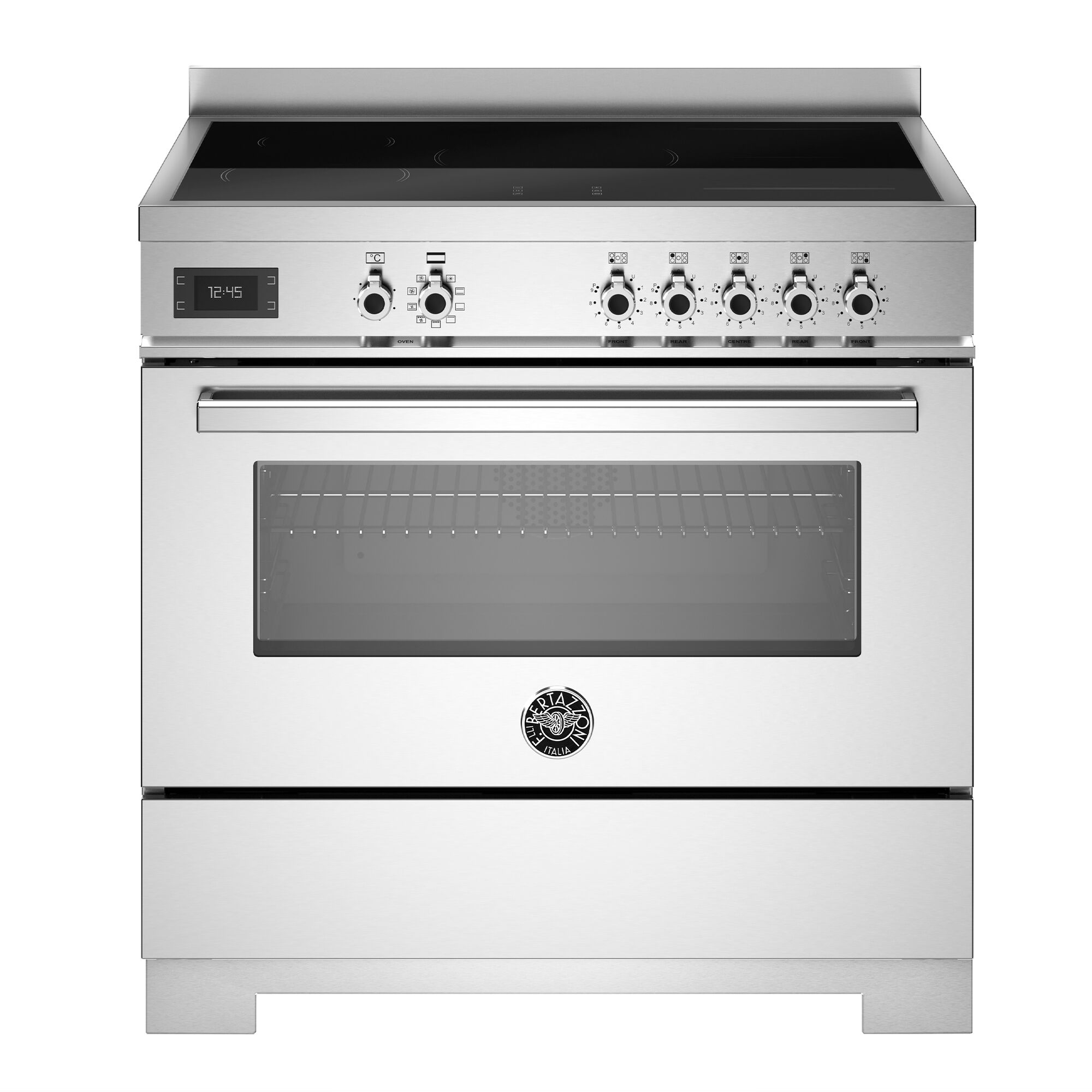 Bertazzoni PRO95I1EXT2 Professional induktionskomfur 90 cm med 5 zoner og 1 ovn, rustfrit stål