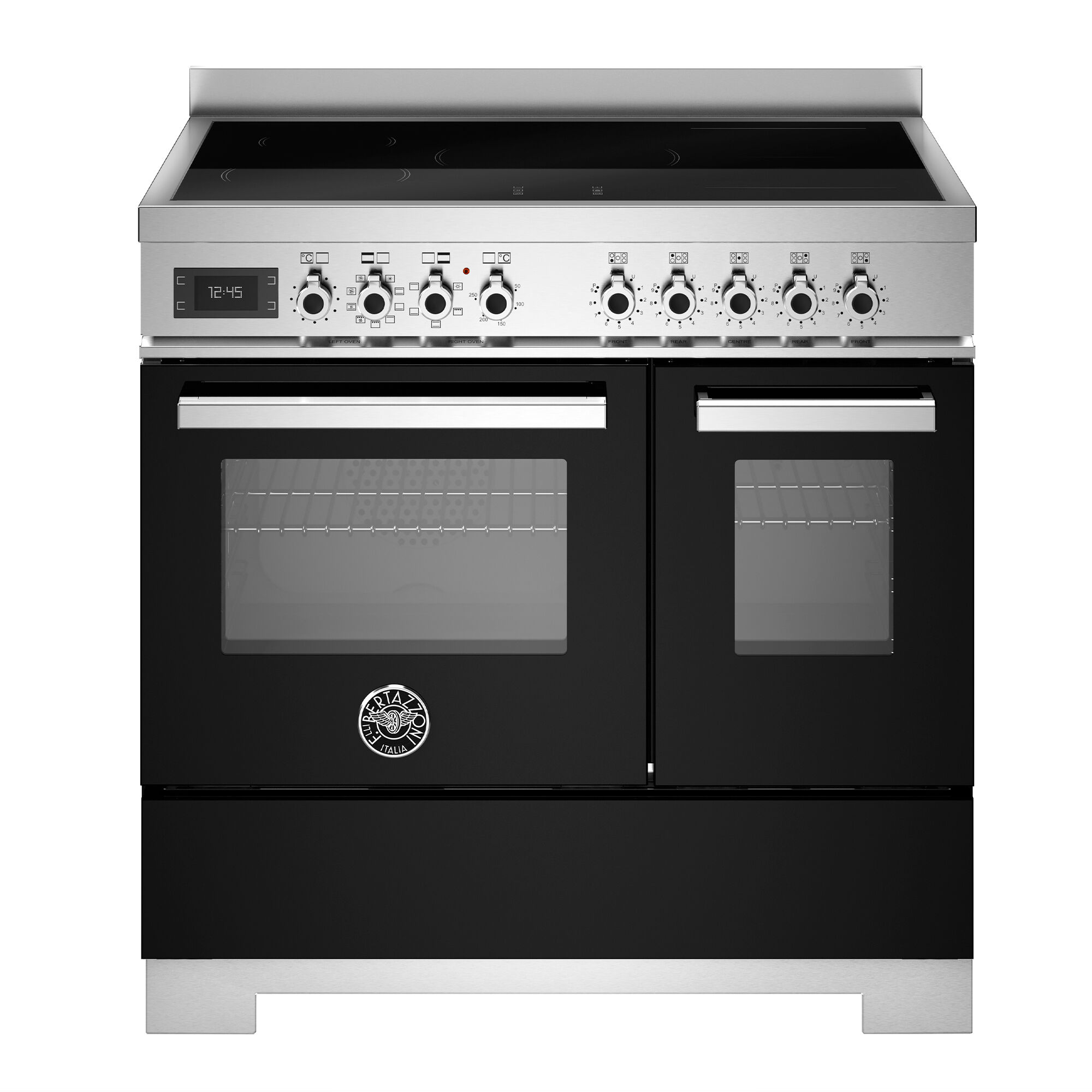 Bertazzoni PRO95I2ENET2 Professional induktionskomfur 90 cm med 5 zoner og 2 ovne, sort