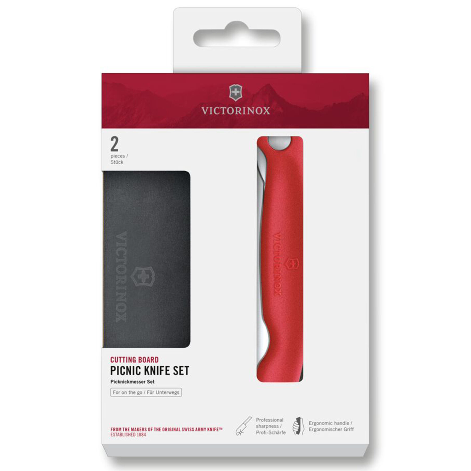 Victorinox Picnic skærebræt og tomatkniv 11 cm, rød