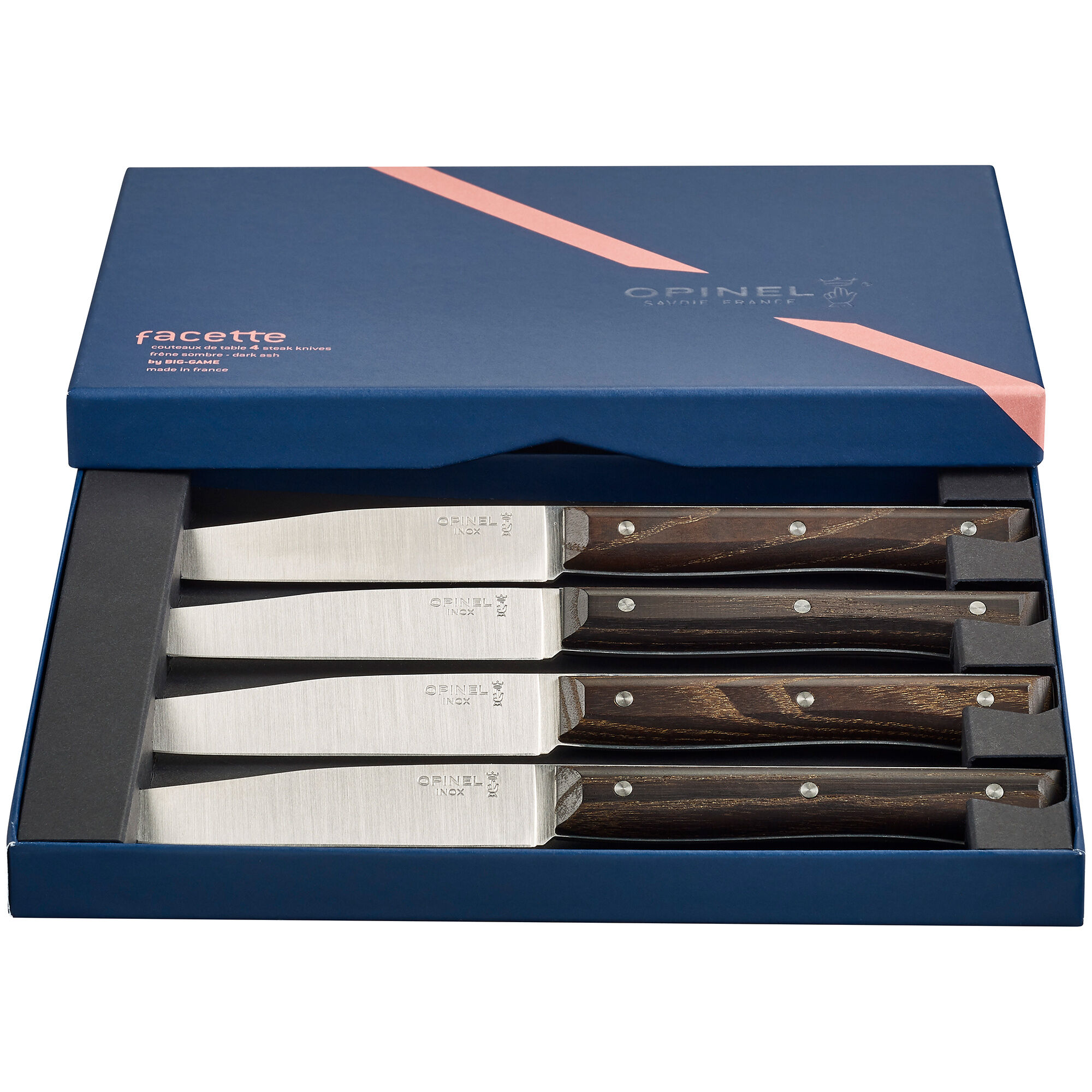 Opinel Facette bordkniv, mørk ask, 4 stk.