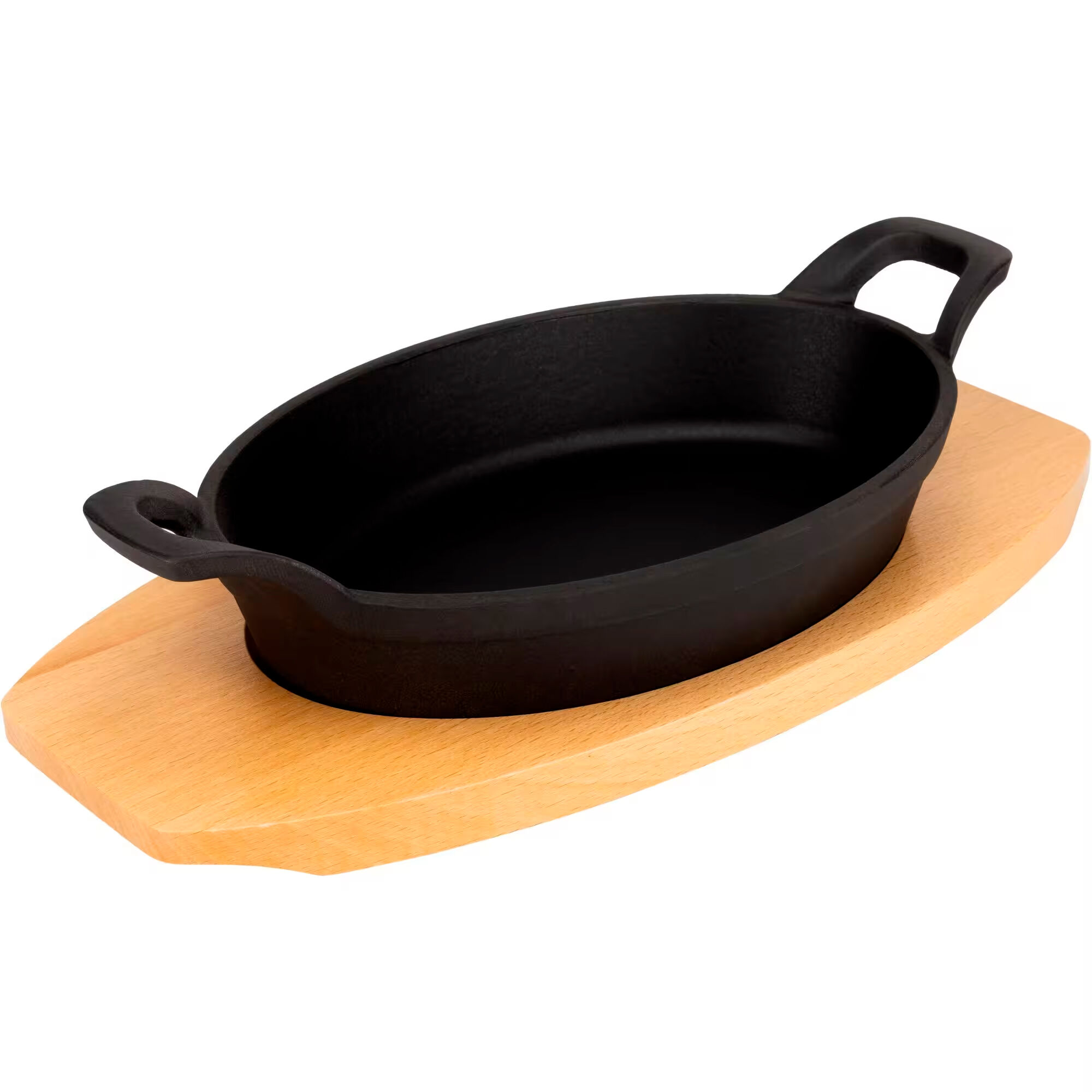 Mareld  Oval gjutjärnspanna 22 cm, underlägg i trä